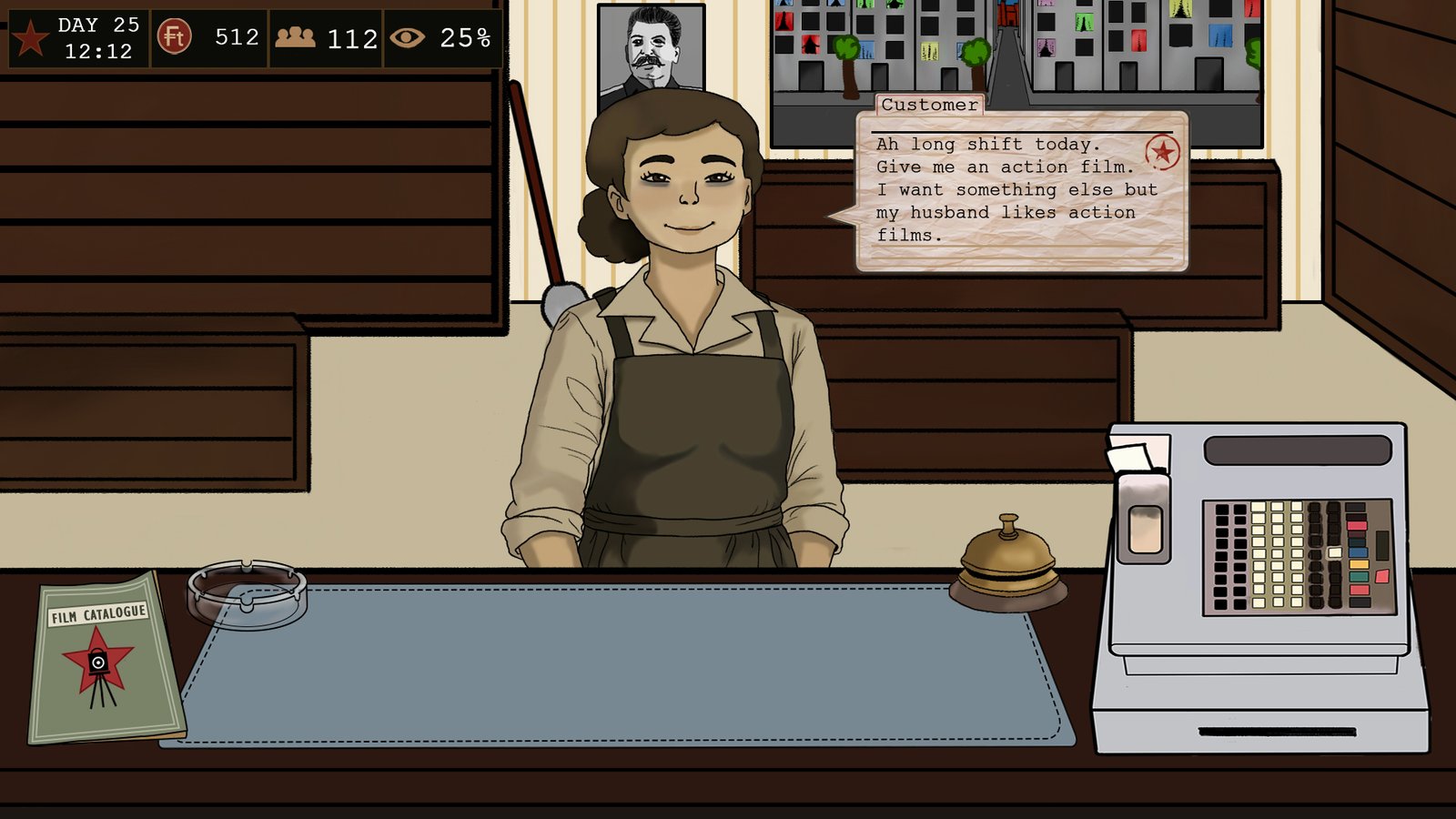 An elderly customer at the counter